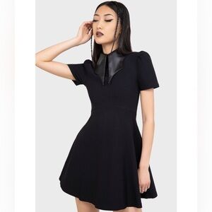 Killstar Black Mini Dress with Unique Collar